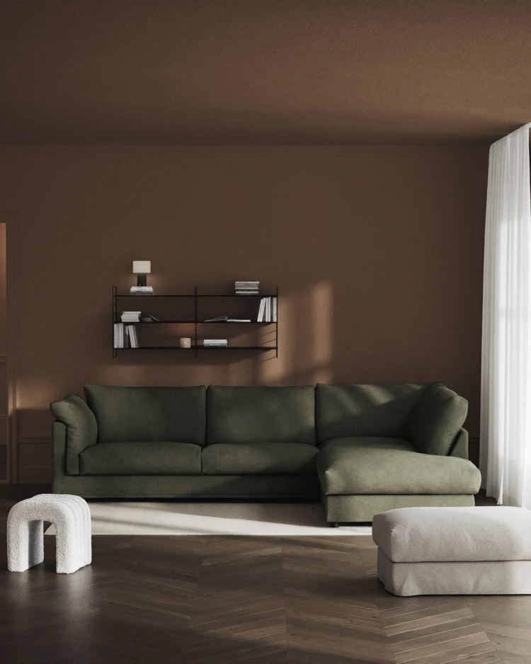 Cherrie - 3-sits soffa med divan höger, med kappa - inspiration