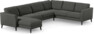 Bridge - Hörnsoffa, 3+2-sits med schäslong vänster - Grå