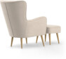 Cordelia - Fåtölj med fotpall - Beige