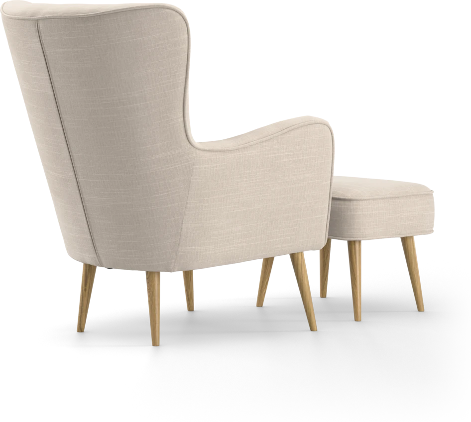 Cordelia - Fåtölj med fotpall - Beige