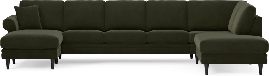 Eden - 3-sits soffa med schäslong vänster och divan höger - Grön