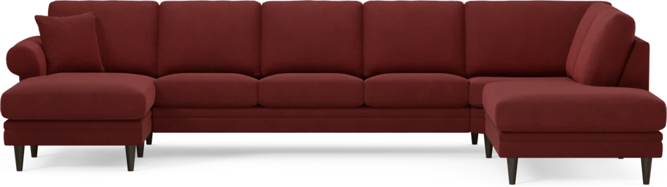 Eden - 3-sits soffa med schäslong vänster och divan höger - Röd