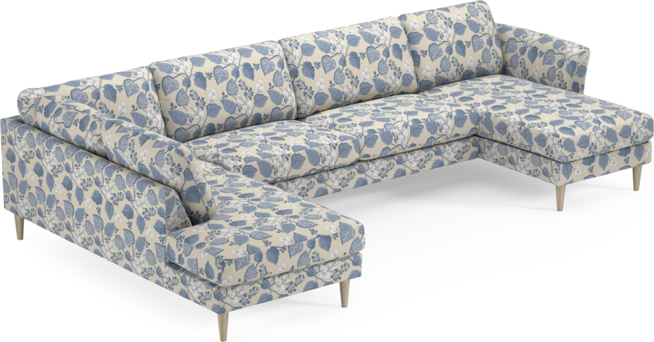 Bridge - 3-sits soffa med divan vänster och schäslong höger - Blå