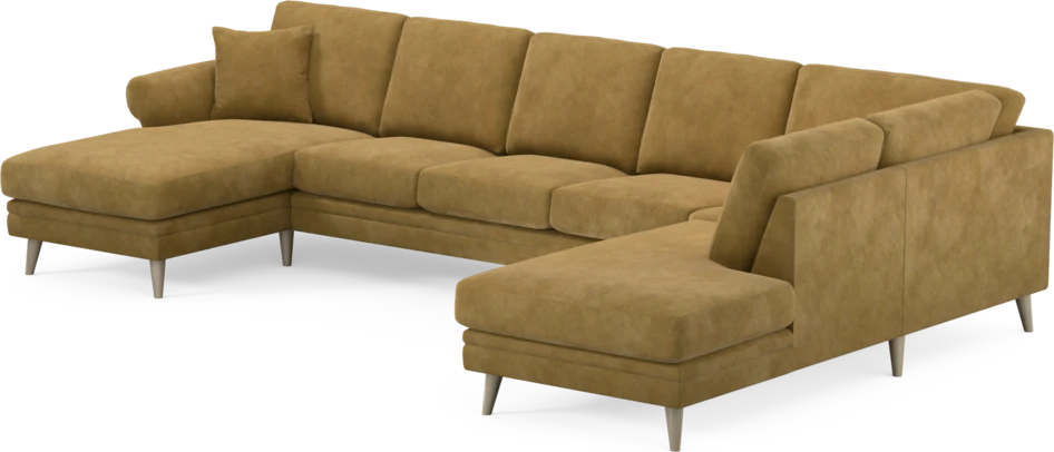 Eden - 3-sits soffa med schäslong vänster och divan höger - Gul