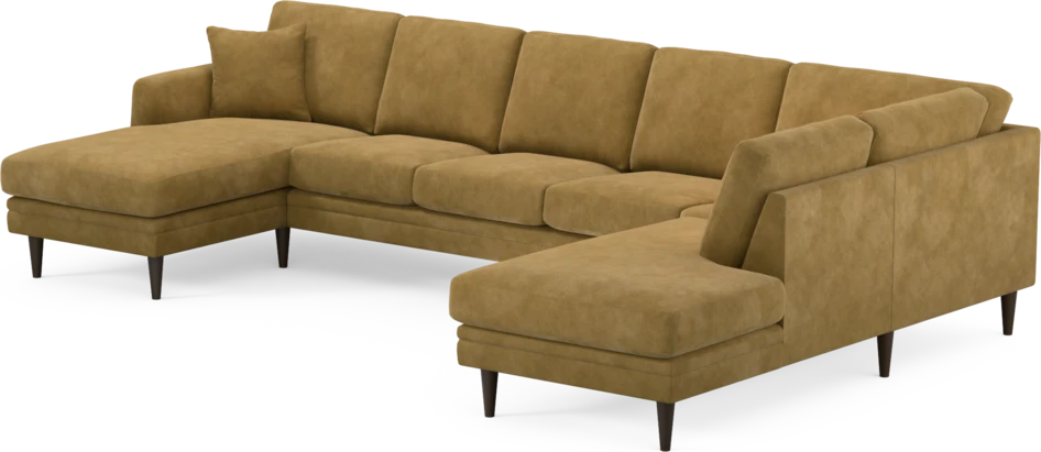 Eden - 3-sits soffa med schäslong vänster och divan höger - Gul