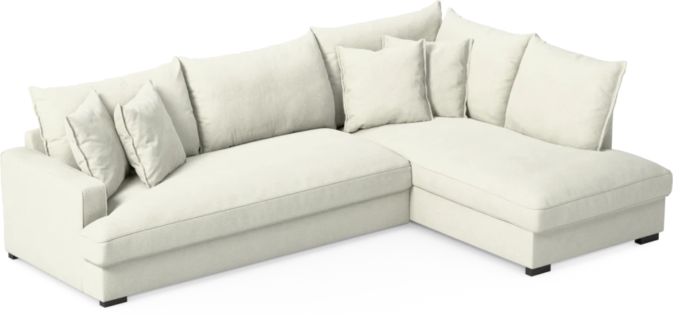 Mila - 3-sits soffa med divan höger, hel dyna - Vit