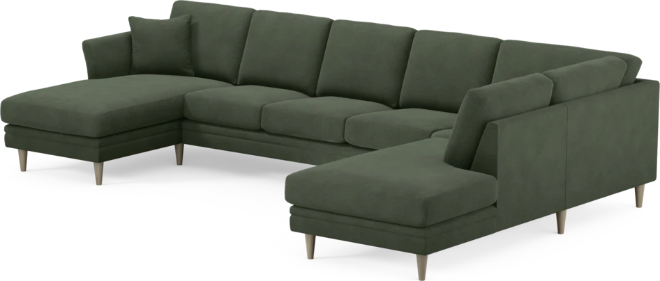 Eden - 3-sits soffa med schäslong vänster och divan höger - Grön