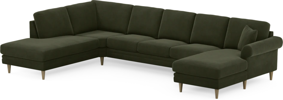 Eden - 3-sits soffa med divan vänster och schäslong höger - Grön