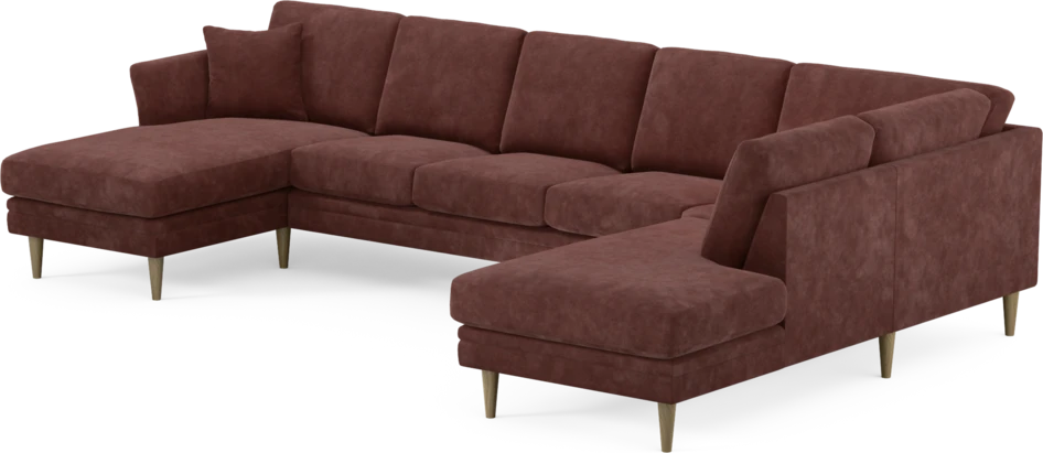 Eden - 3-sits soffa med schäslong vänster och divan höger - Röd