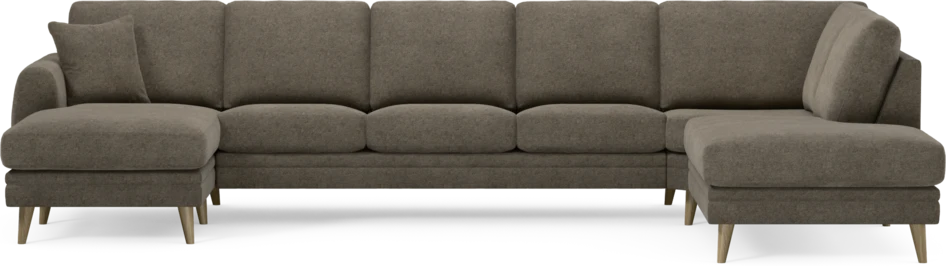 Eden - 3-sits soffa med schäslong vänster och divan höger - Brun