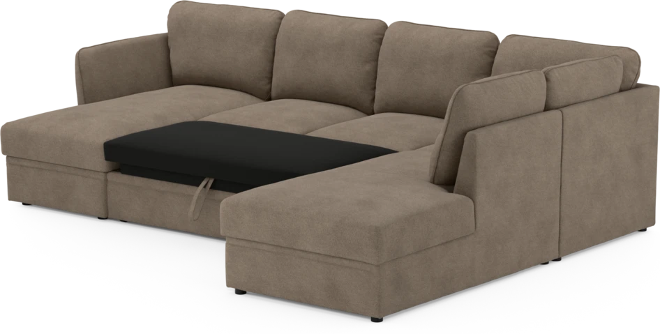 Öland - Bäddsoffa med schäslong vänster och divan höger - Brun