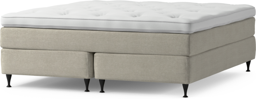 Delux Sense - Kontinentalsäng, dubbelsäng med bäddmadrass och sängben - Beige