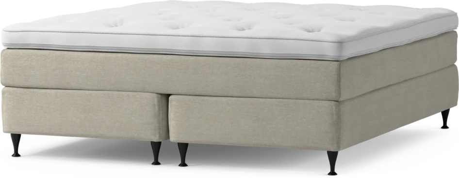 Delux Sense - Kontinentalsäng, dubbelsäng med bäddmadrass och sängben - Beige