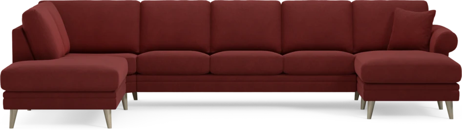 Eden - 3-sits soffa med divan vänster och schäslong höger - Röd