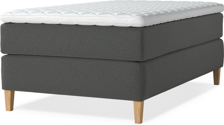 Delux Exclusive - Kontinentalsäng, enkelsäng 120 cm med bäddmadrass - Grå