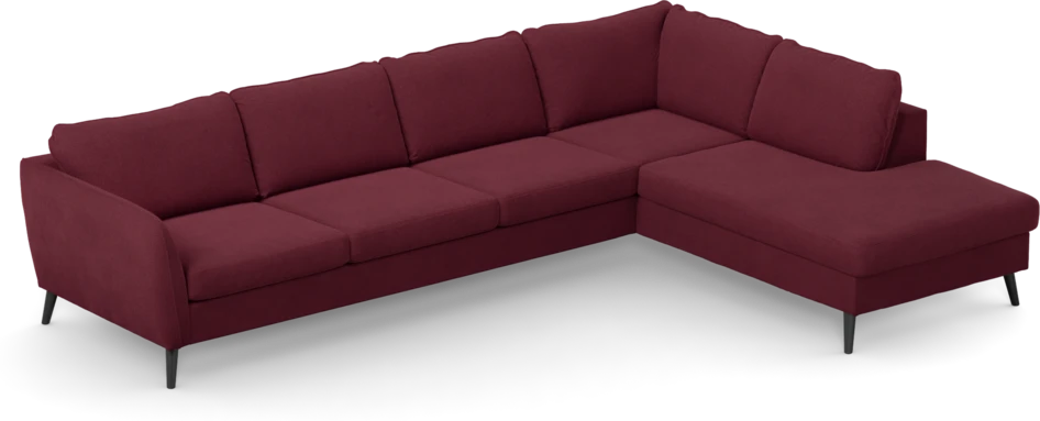 County - 3-sits soffa med divan höger - Röd