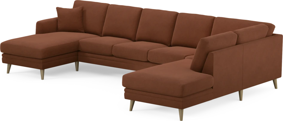 Eden - 3-sits soffa med schäslong vänster och divan höger - Orange