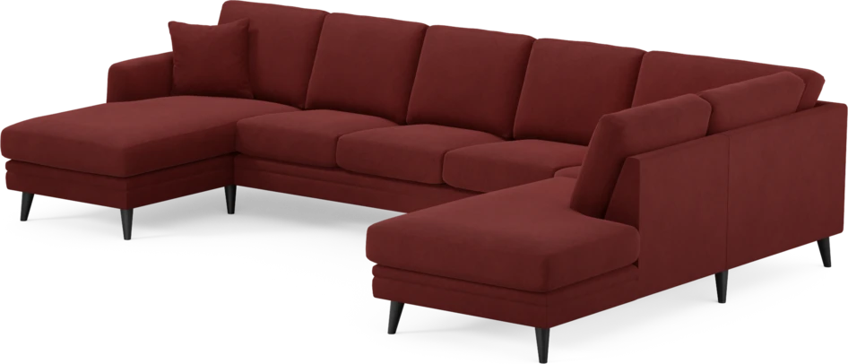 Eden - 3-sits soffa med schäslong vänster och divan höger - Röd