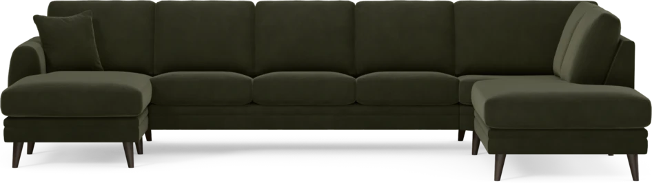 Eden - 3-sits soffa med schäslong vänster och divan höger - Grön