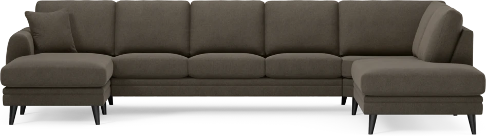 Eden - 3-sits soffa med schäslong vänster och divan höger - Brun