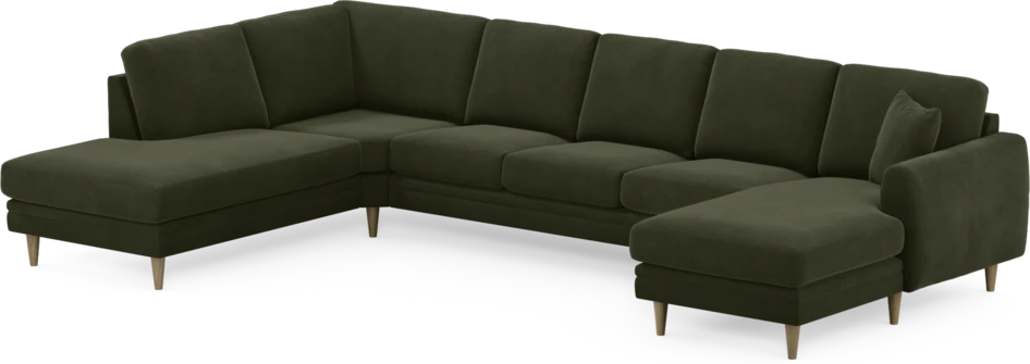 Eden - 3-sits soffa med divan vänster och schäslong höger - Grön