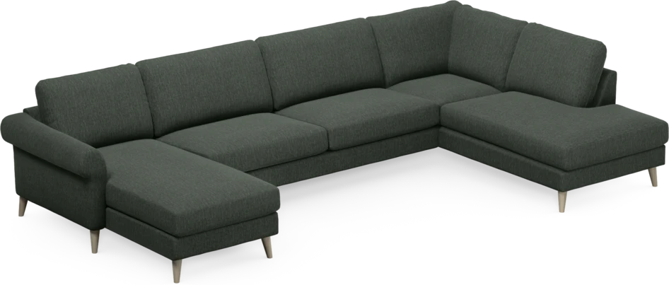 Bridge - 3-sits soffa med schäslong vänster och divan höger - Grön