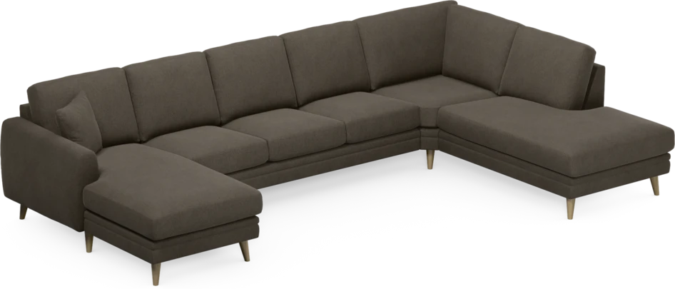 Eden - 3-sits soffa med schäslong vänster och divan höger - Brun