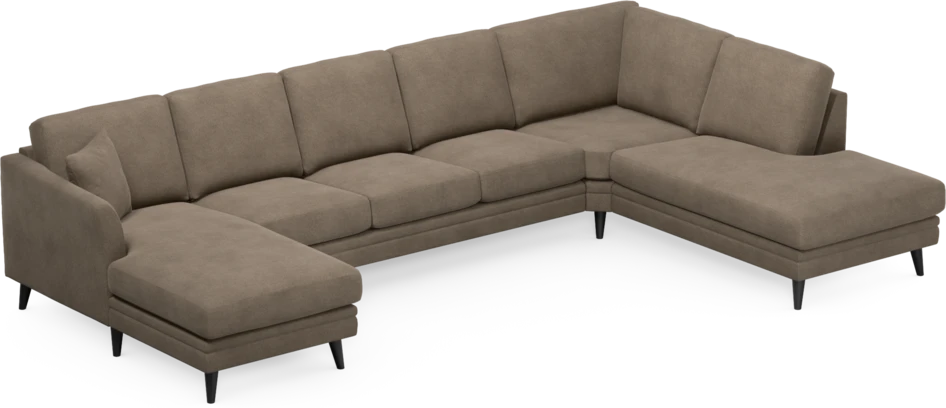 Eden - 3-sits soffa med schäslong vänster och divan höger - Brun