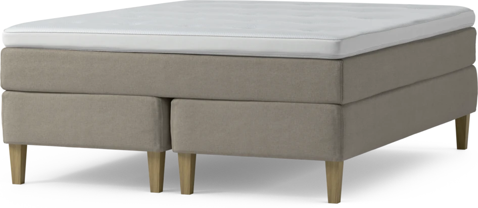 Delux Sense - Kontinentalsäng, dubbelsäng med bäddmadrass och sängben - Beige
