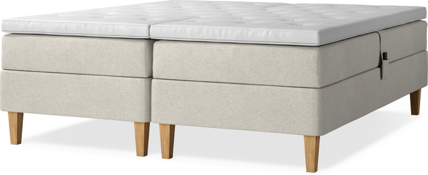 Delux Sense - Ställbar säng, dubbelsäng med bäddmadrass - Beige