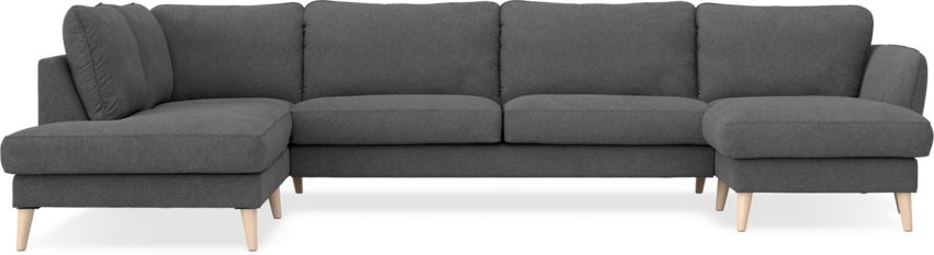 Bridge - 3-sits soffa med divan vänster och schäslong höger - Svart