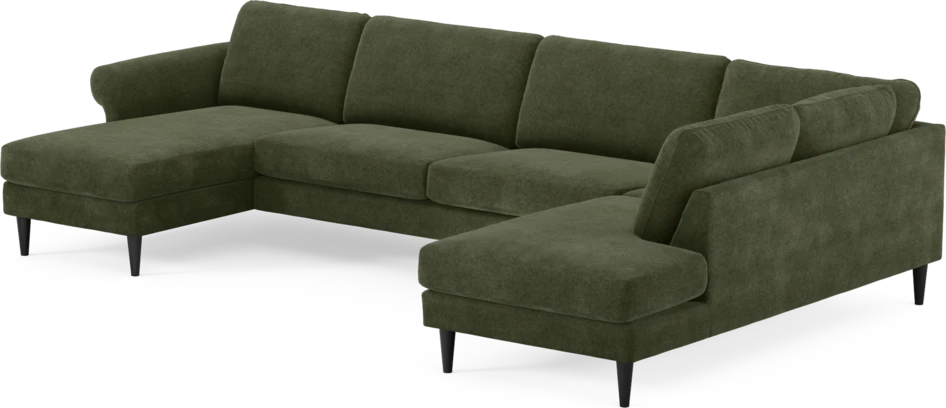 Bridge - 3-sits soffa med schäslong vänster och divan höger - Grön