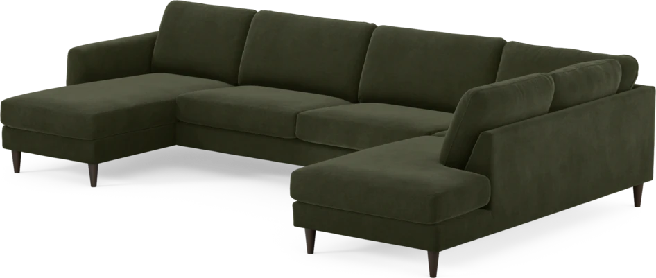 Bridge - 3-sits soffa med schäslong vänster och divan höger - Grön