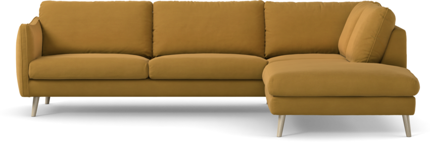 Madison Lux - 3-sits soffa med divan höger - Gul