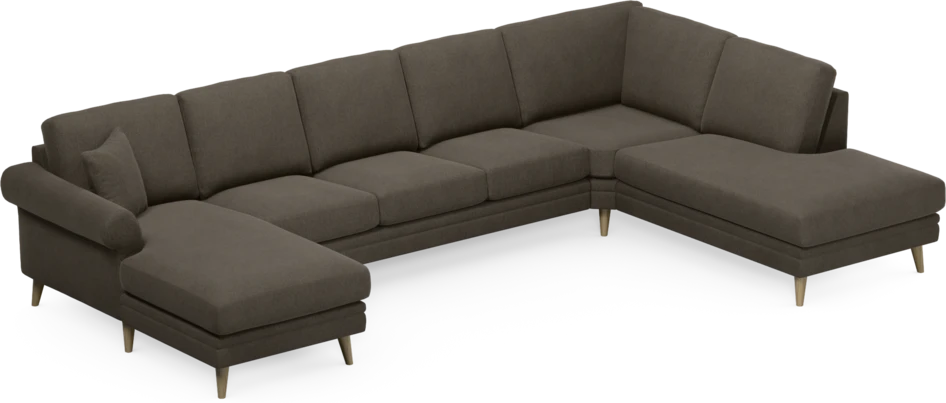Eden - 3-sits soffa med schäslong vänster och divan höger - Brun