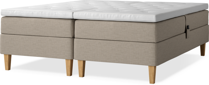 Delux Sense - Ställbar säng, dubbelsäng med bäddmadrass - Beige