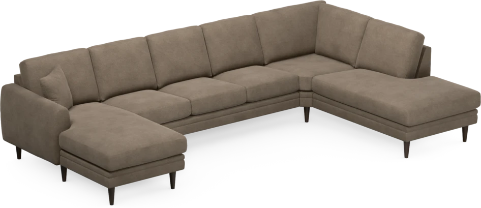 Eden - 3-sits soffa med schäslong vänster och divan höger - Brun