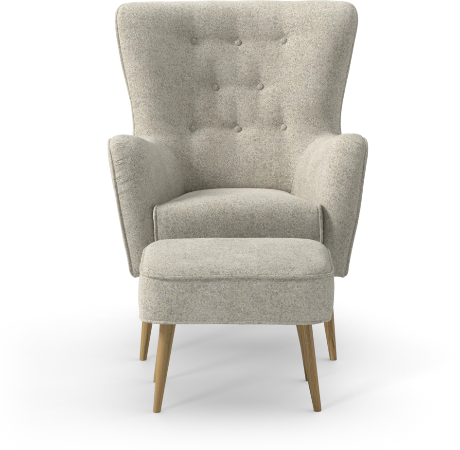 Cordelia - Fåtölj med fotpall - Beige