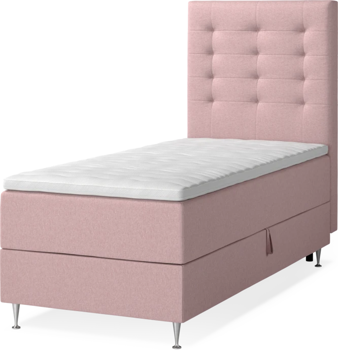 New York, Förvaringssäng, enkelsäng med bäddmadrass, sängben och sänggavel trensad