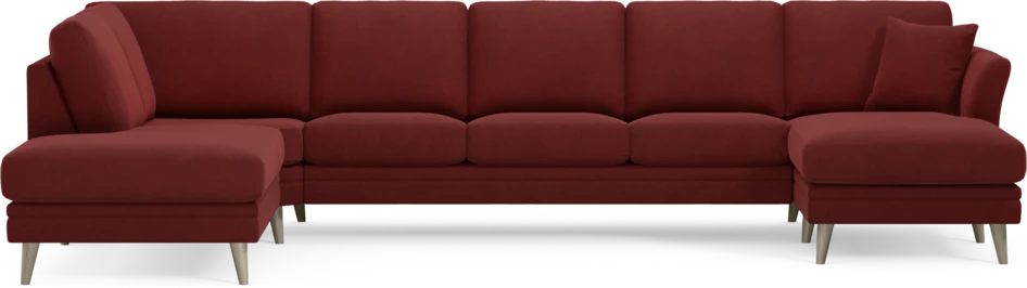 Eden - 3-sits soffa med divan vänster och schäslong höger - Röd