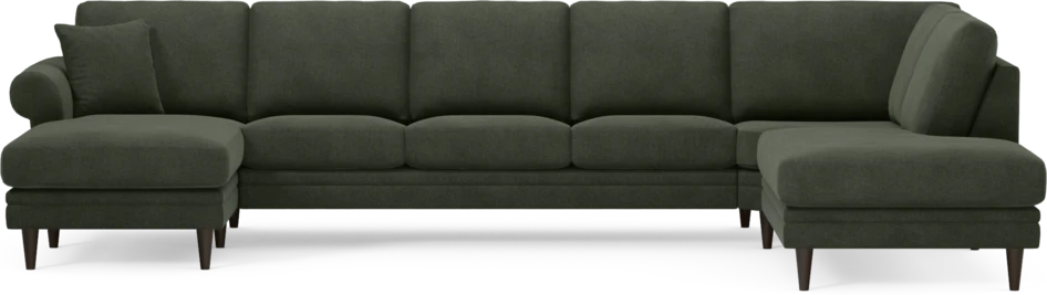 Eden - 3-sits soffa med schäslong vänster och divan höger - Grön