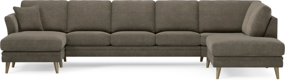 Eden - 3-sits soffa med schäslong vänster och divan höger - Brun