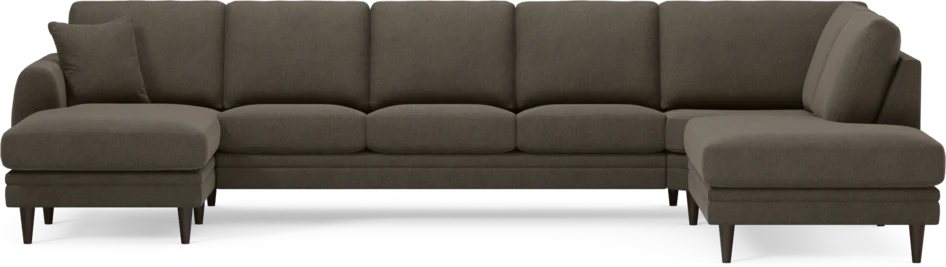 Eden - 3-sits soffa med schäslong vänster och divan höger - Brun