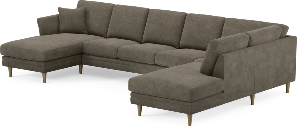 Eden - 3-sits soffa med schäslong vänster och divan höger - Brun