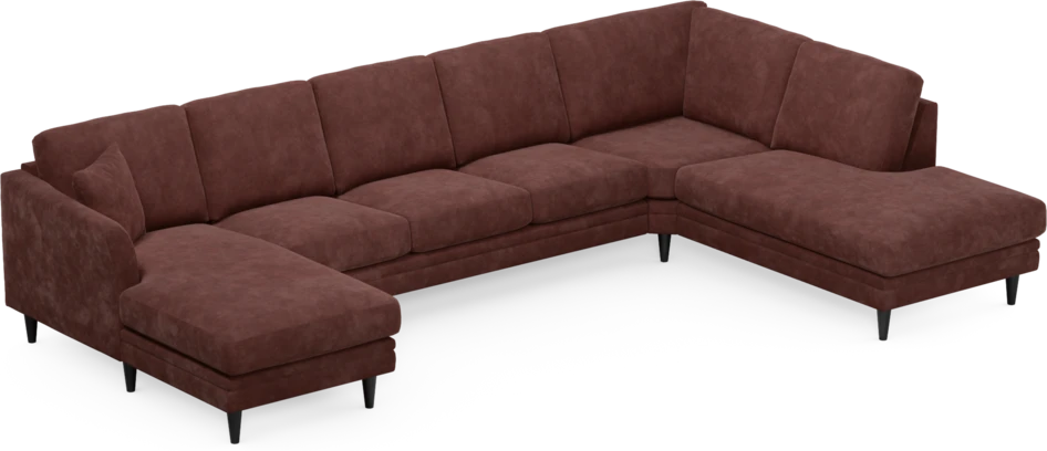 Eden - 3-sits soffa med schäslong vänster och divan höger - Röd