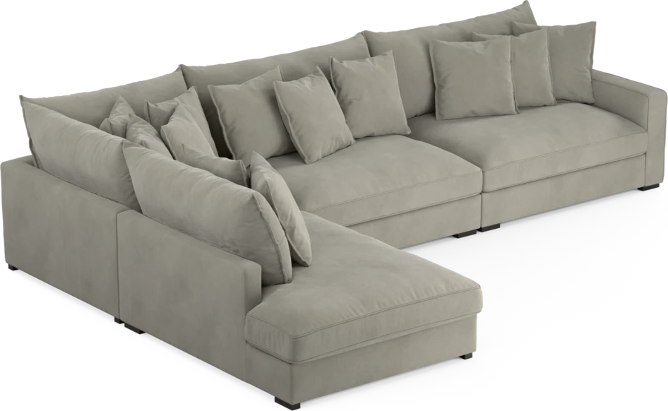Rossi - 4-sits soffa med divan vänster - Grå