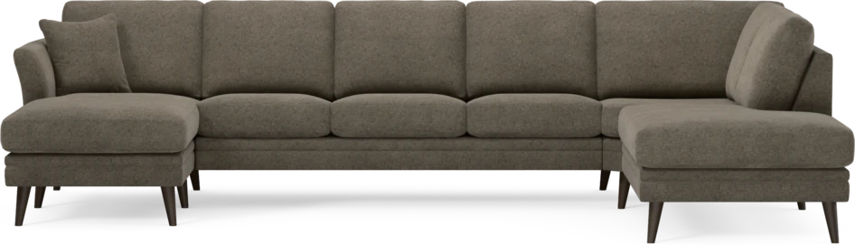 Eden - 3-sits soffa med schäslong vänster och divan höger - Brun