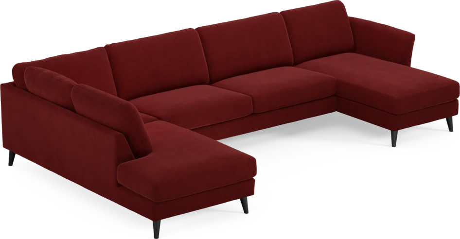Bridge - 3-sits soffa med divan vänster och schäslong höger - Röd