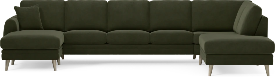 Eden - 3-sits soffa med schäslong vänster och divan höger - Grön