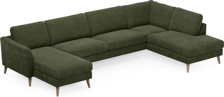 Bridge - 3-sits soffa med schäslong vänster och divan höger - Grön